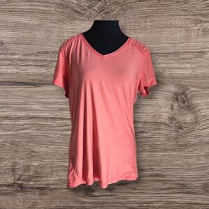 Head Coral Short Sleeve V-Neck Top Size L